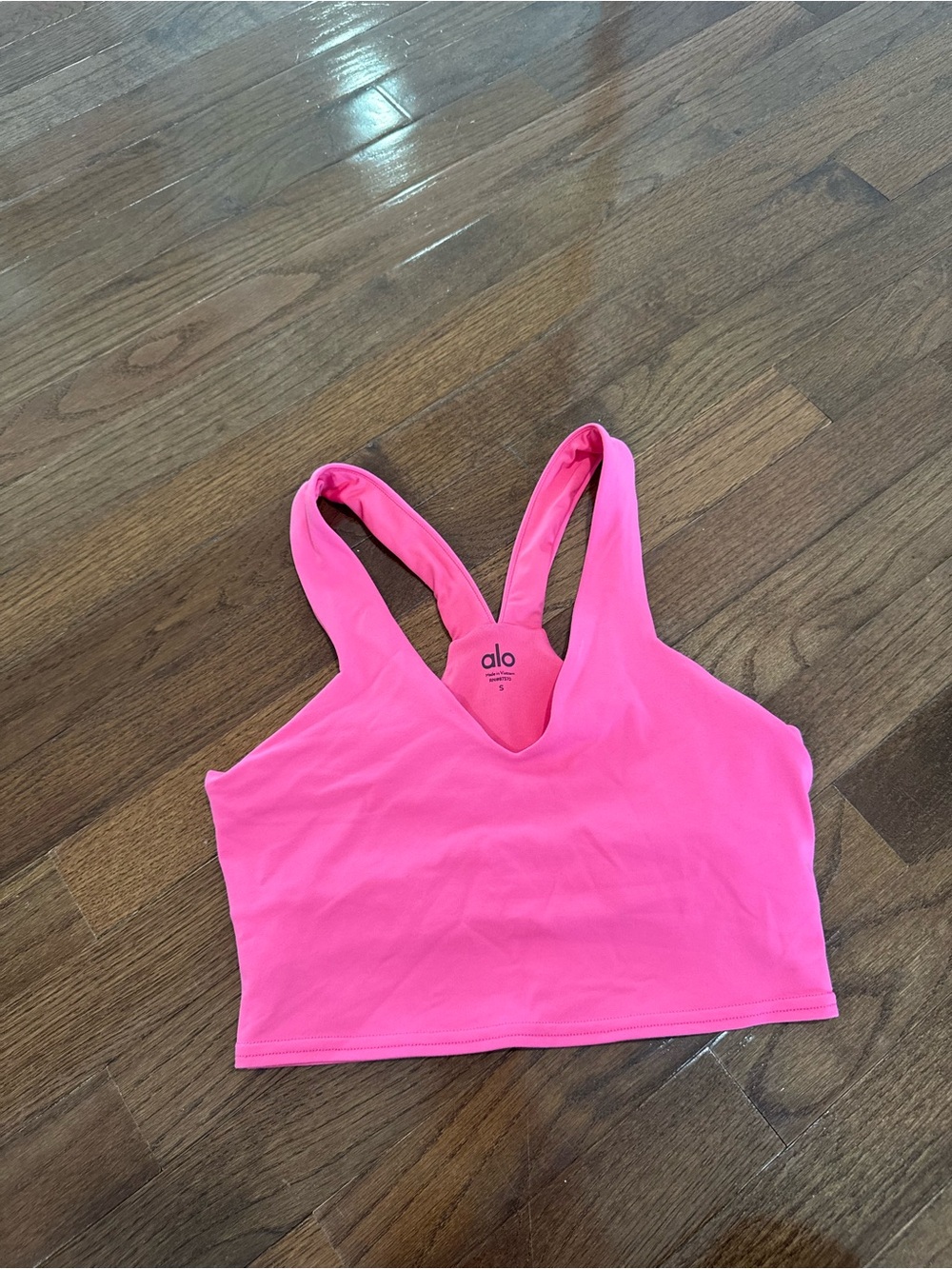 ALO Yoga Bright Pink V-Neck Long Line Bra Tank